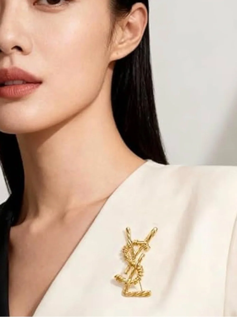 π Saint Laurent YSL Logo Brooch - Picture 2 of 6
